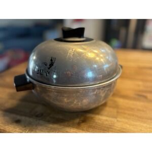 Vtg West Bend Aluminum Bun Bread Warmer Serving Oven '50s 3 Pc Basket Insert